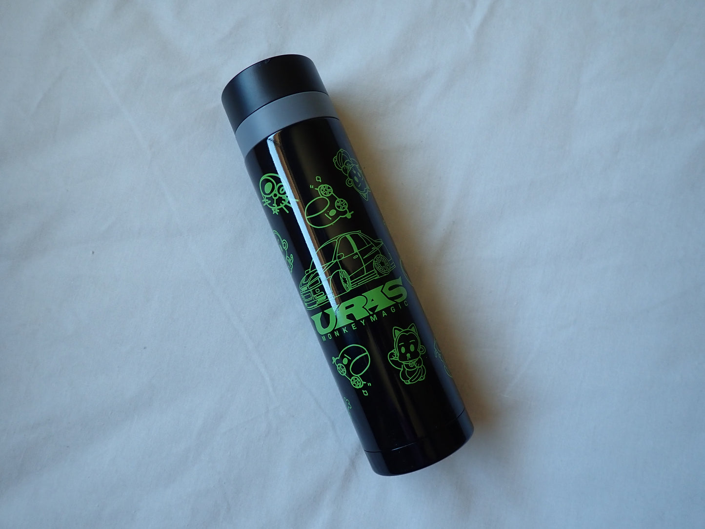 Uras Monkey Magic Water Steel Bottle 340ml (Black) (Shipping Damage) (Reduced Price)